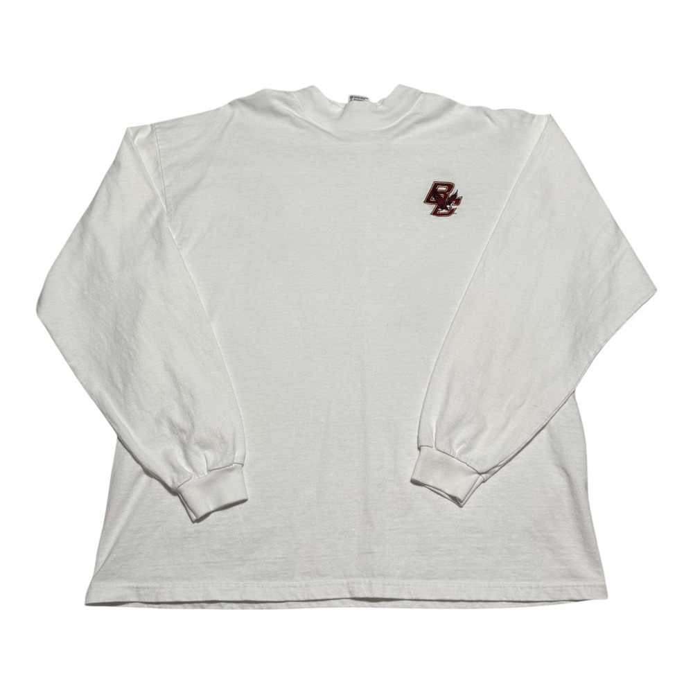 VIntage 90s Cotton Deluxe Boston College Mock Neck‎ Long Sleeve Shirt Men's XL
